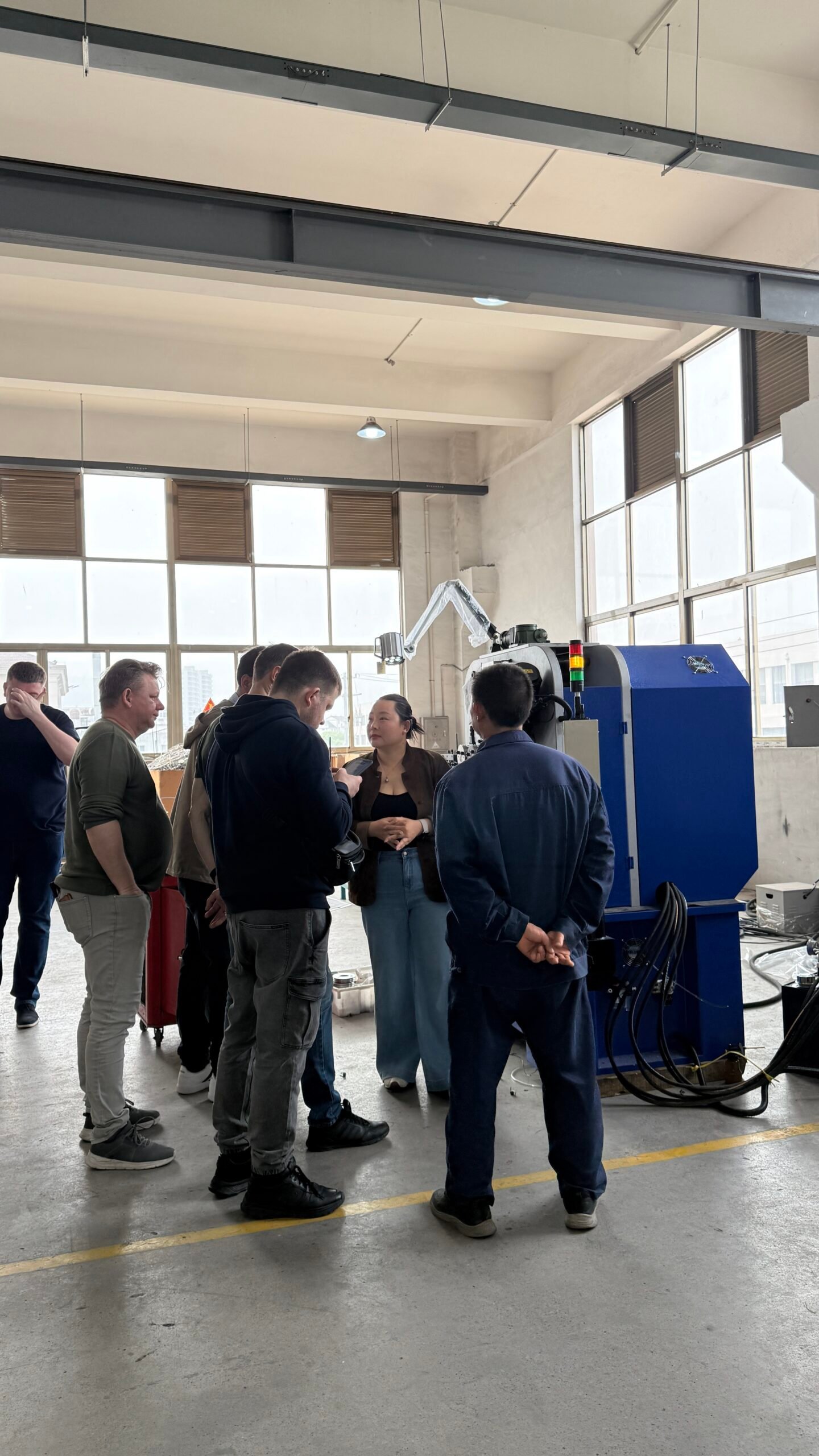 Ukraine customer factory visit and CNC8660 spring coiling machine training at YF Yinfeng factory