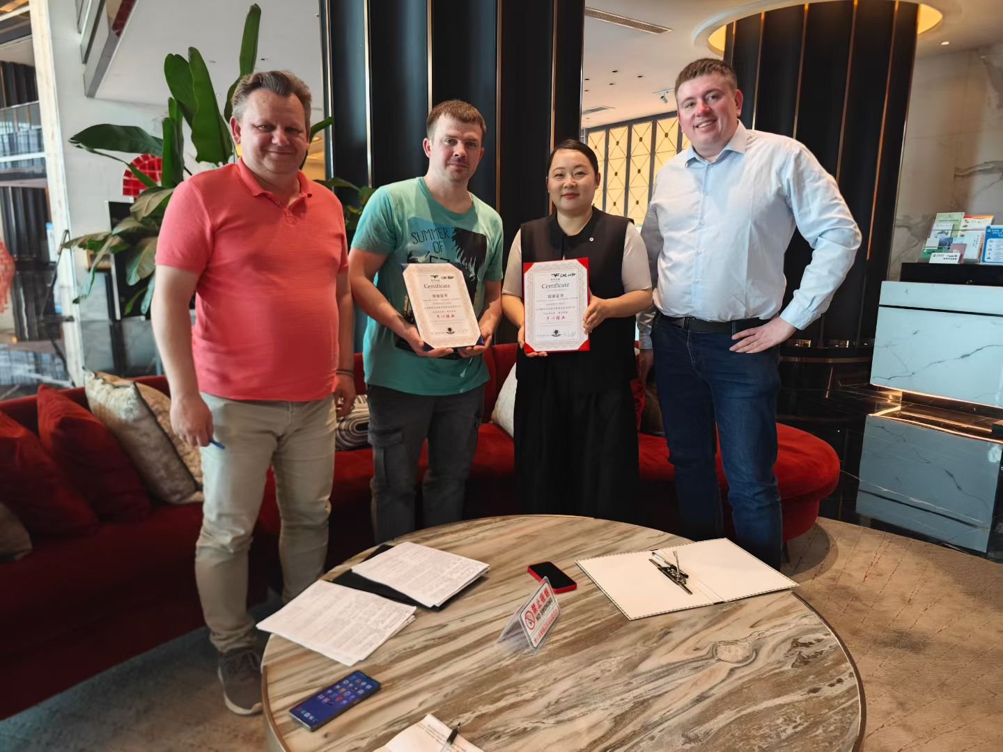 Ukraine customer training certificate award at YF Yinfeng factory